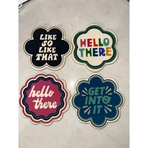 Set‎ of 4 Cute Ceramic Coasters Cork Backs